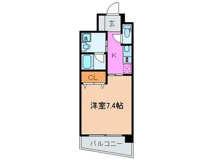 CITYSPIRE神戸元町I(1K/13階)の間取り写真