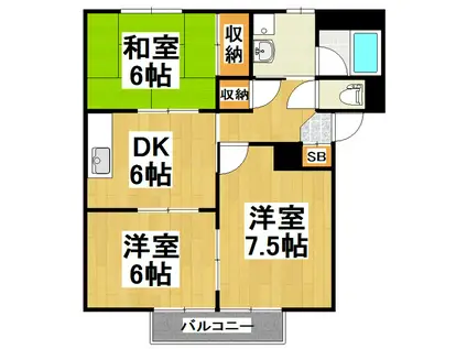 SURPLUS白木コーポプラトー(3DK/1階)の間取り写真