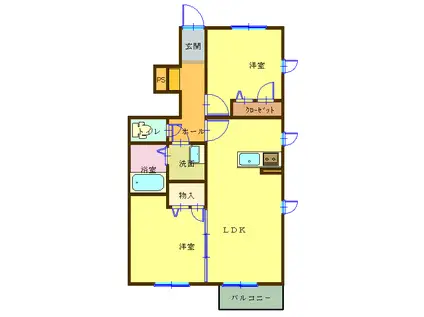 クレールフォレ(2LDK/1階)の間取り写真