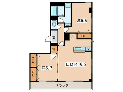 ベレーザ湘南(2LDK/2階)の間取り写真