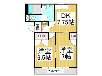 モン・リベルテ(2DK/2階)の間取り写真