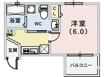 ワコーレヴィータ神戸中山手(1K/3階)の間取り写真