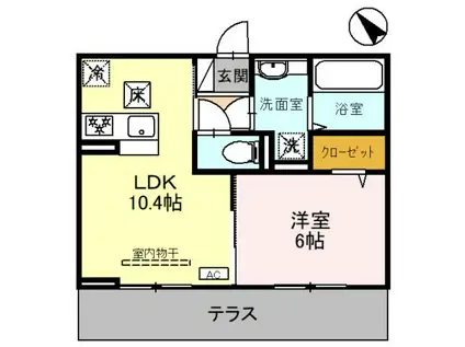 DーROOM歌川町(1LDK/3階)の間取り写真