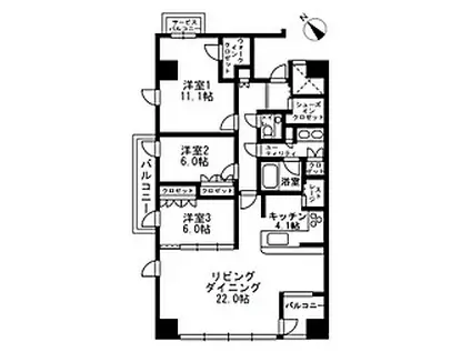 URBAN PARK代官山II アーバンパーク代官山II(3LDK/5階)の間取り写真