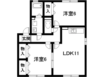 フロイデンハイム(2LDK/1階)の間取り写真