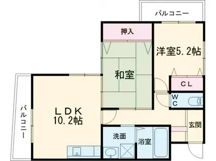 春陽館まつせ(2LDK/3階)の間取り写真