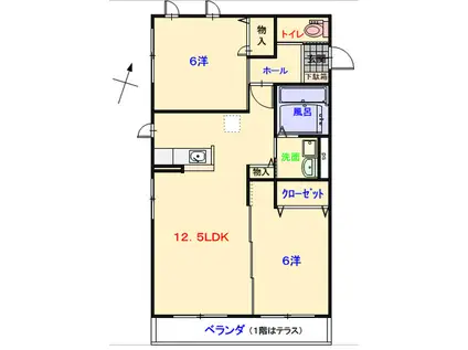 R.RESIDENCE(2LDK/2階)の間取り写真