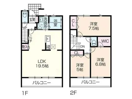 OA FLAT飾東II H棟(3LDK/2階)の間取り写真