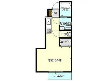 シャンブル・クレールB(ワンルーム/1階)の間取り写真