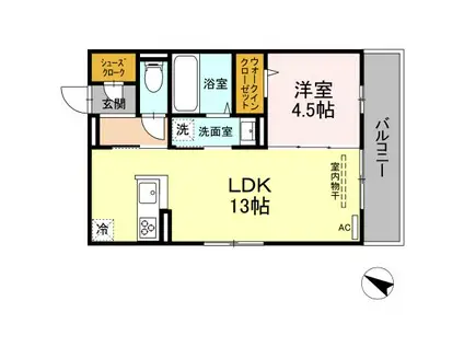 プラティアテトラ(1LDK/2階)の間取り写真
