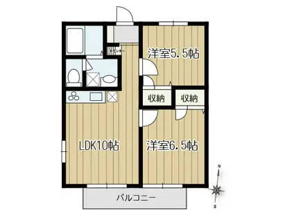 ヤングサンフィールド(2LDK/2階)の間取り写真