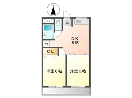 ウイングHEART(2DK/2階)の間取り写真