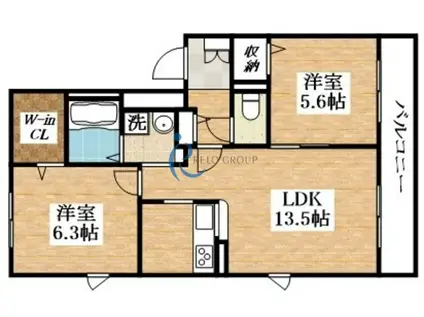 ドルチェ平野宮町(2LDK/1階)の間取り写真