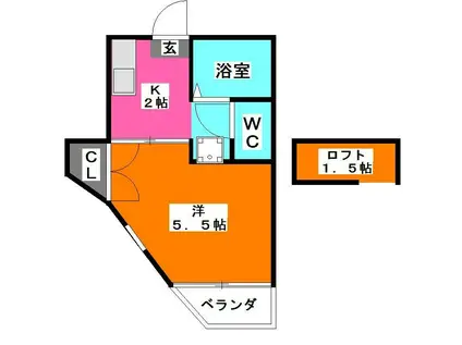 バンローゼ蕨(1K/1階)の間取り写真