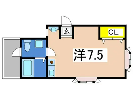 相田ハイツB(ワンルーム/2階)の間取り写真