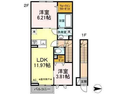 グリシーヌ203(2LDK/2階)の間取り写真