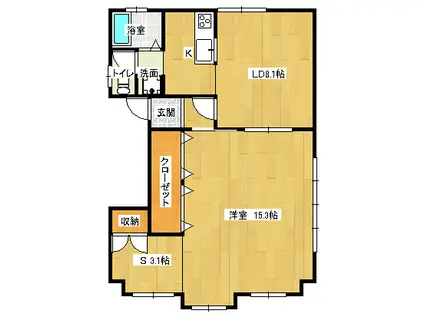 エイトビル(1LDK/3階)の間取り写真