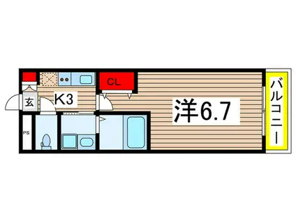 RASSURE(1K/3階)の間取り写真