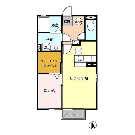 サニーコートB(1LDK/1階)の間取り写真
