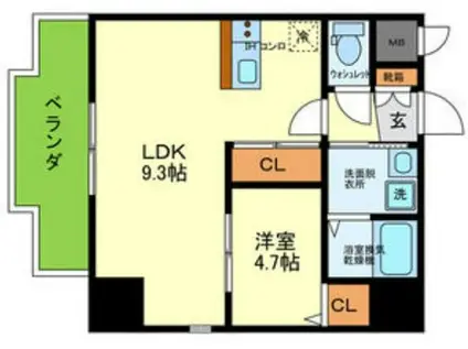 ONLYONEキセラタウン(1LDK/8階)の間取り写真
