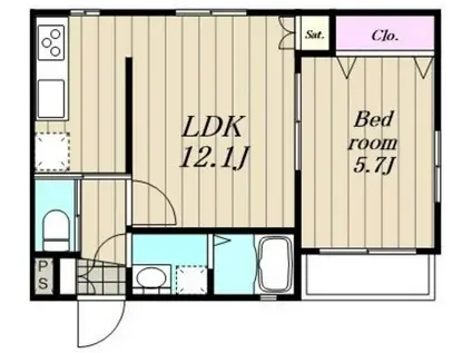 MOFURU(1LDK/1階)の間取り写真