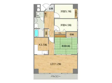 相模原エスプラザマンション(3LDK/12階)の間取り写真