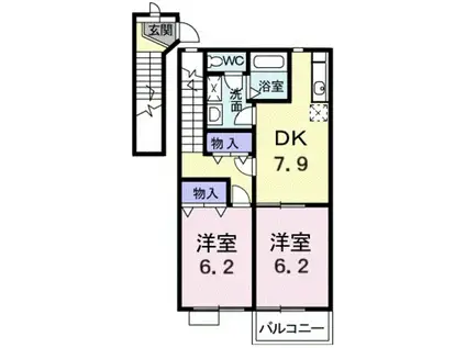 ベルメゾンIII(2DK/2階)の間取り写真