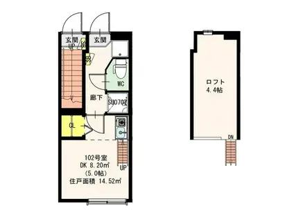 MIURA-1(ワンルーム/1階)の間取り写真