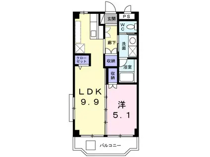 ピューア三雅(1LDK/1階)の間取り写真