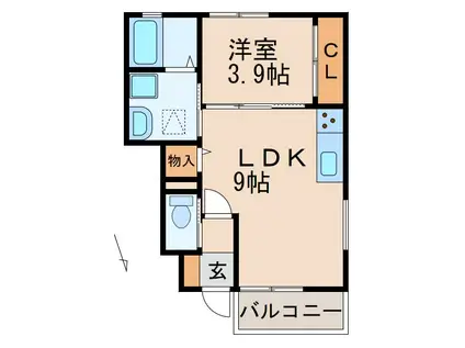 クラウンハイツ金池VI(1LDK/1階)の間取り写真
