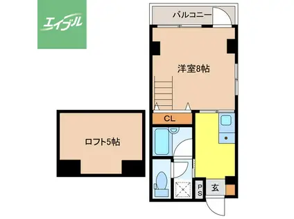 第1岩元ビル(1K/8階)の間取り写真