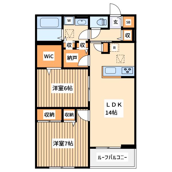 SOLANAⅡ(2SLDK/1階)の間取り写真