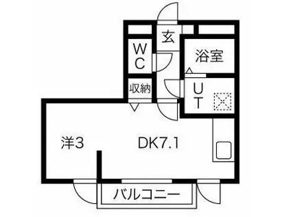 メリディアンなないろの里 壱番館(ワンルーム/2階)の間取り写真