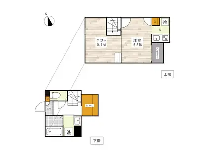 ADC京塚レガーロ(1K/1階)の間取り写真