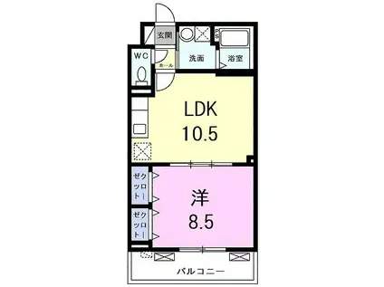 ベルウエスト(1LDK/2階)の間取り写真