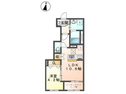 カスターニャ(1LDK/1階)の間取り写真