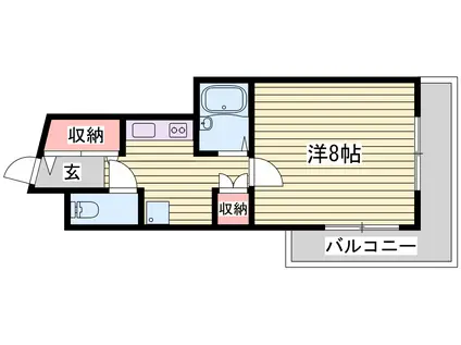 ルークレジデンス姫路III(1K/4階)の間取り写真