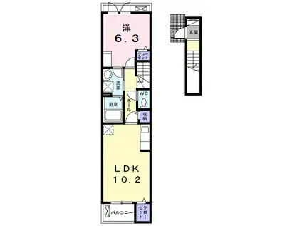 アリアンサ上池(1LDK/2階)の間取り写真