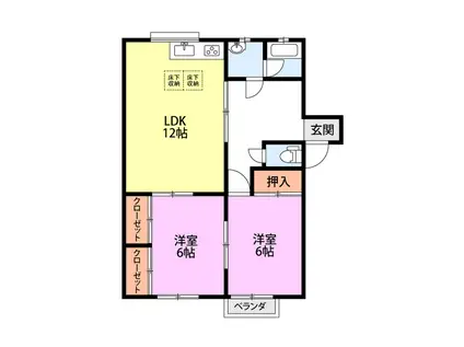 ヴィラ・ランコントレ(2LDK/1階)の間取り写真