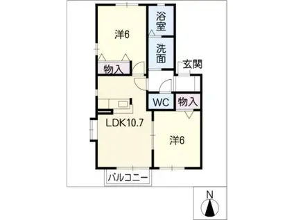 フローラルコート(2LDK/1階)の間取り写真
