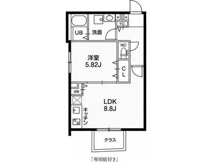PASEO文京茗荷谷(1LDK/2階)の間取り写真