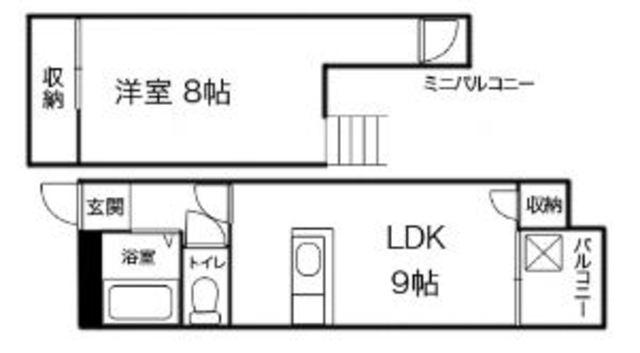 アルファムーンリョーツー(1LDK/3階)の間取り写真