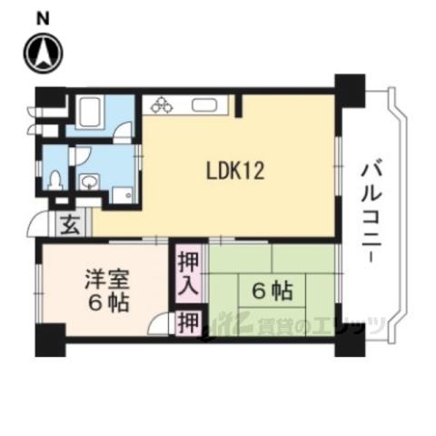 京都四条グランドハイツ(2LDK/10階)の間取り写真