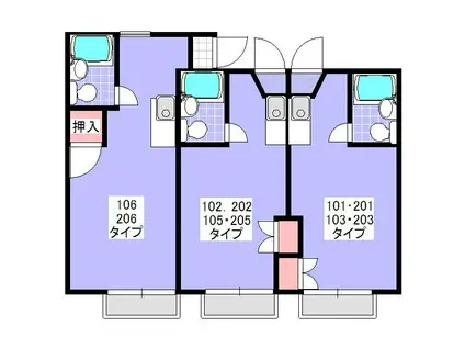 エレガンスレピュート2(1K/1階)の間取り写真