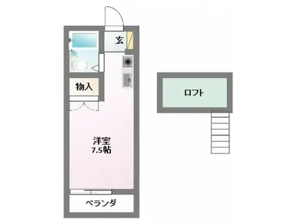 コーポユーエー2号棟(ワンルーム/1階)の間取り写真