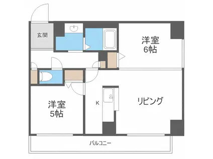 KDXレジデンス南三条(2LDK/6階)の間取り写真