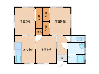 Eハウス(3DK/1階)の間取り写真