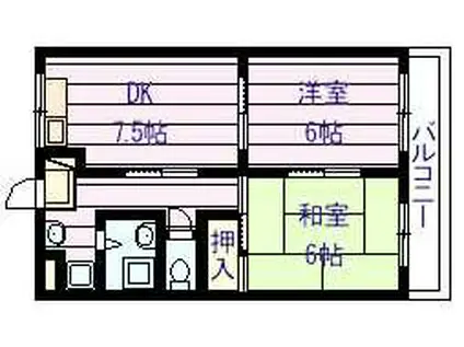 OMレジデンス柏原II(2DK/1階)の間取り写真