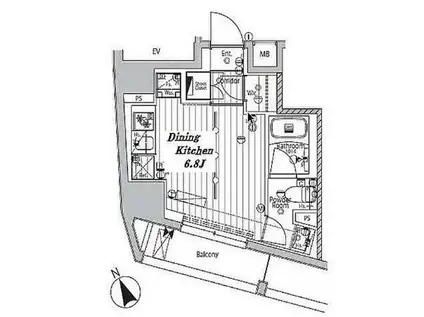 メイクスデザイン品川戸越(1K/7階)の間取り写真