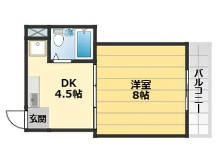 グリシーヌ3(1K/3階)の間取り写真
